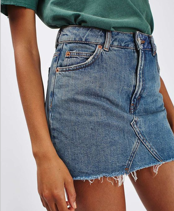 denim mini skirt