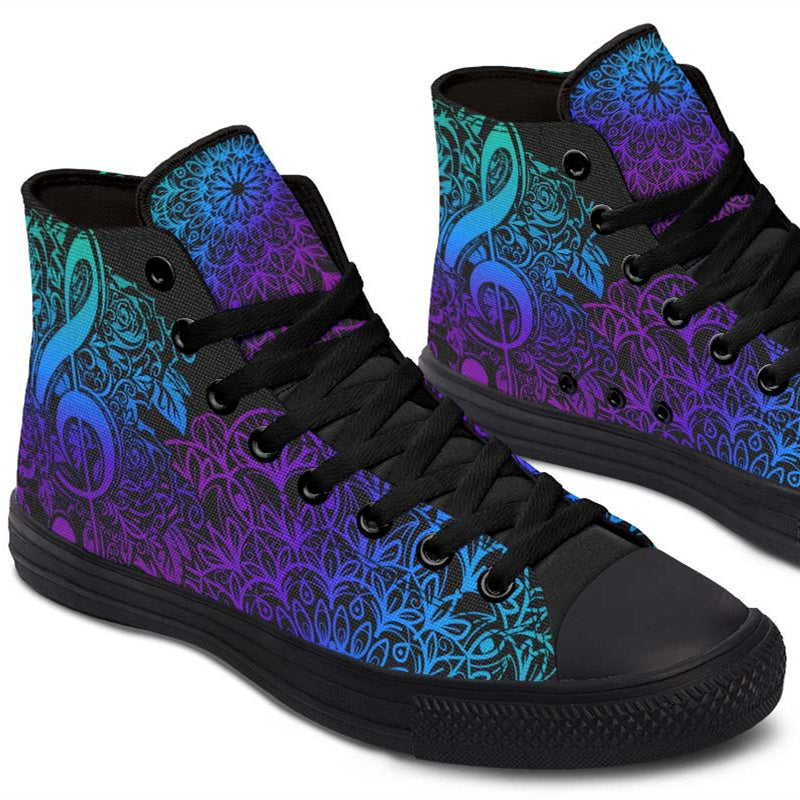 Printed Couple High-Top Canvas Shoes