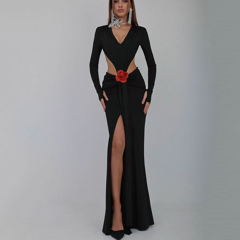 V-neck Backless Fishtail Gown