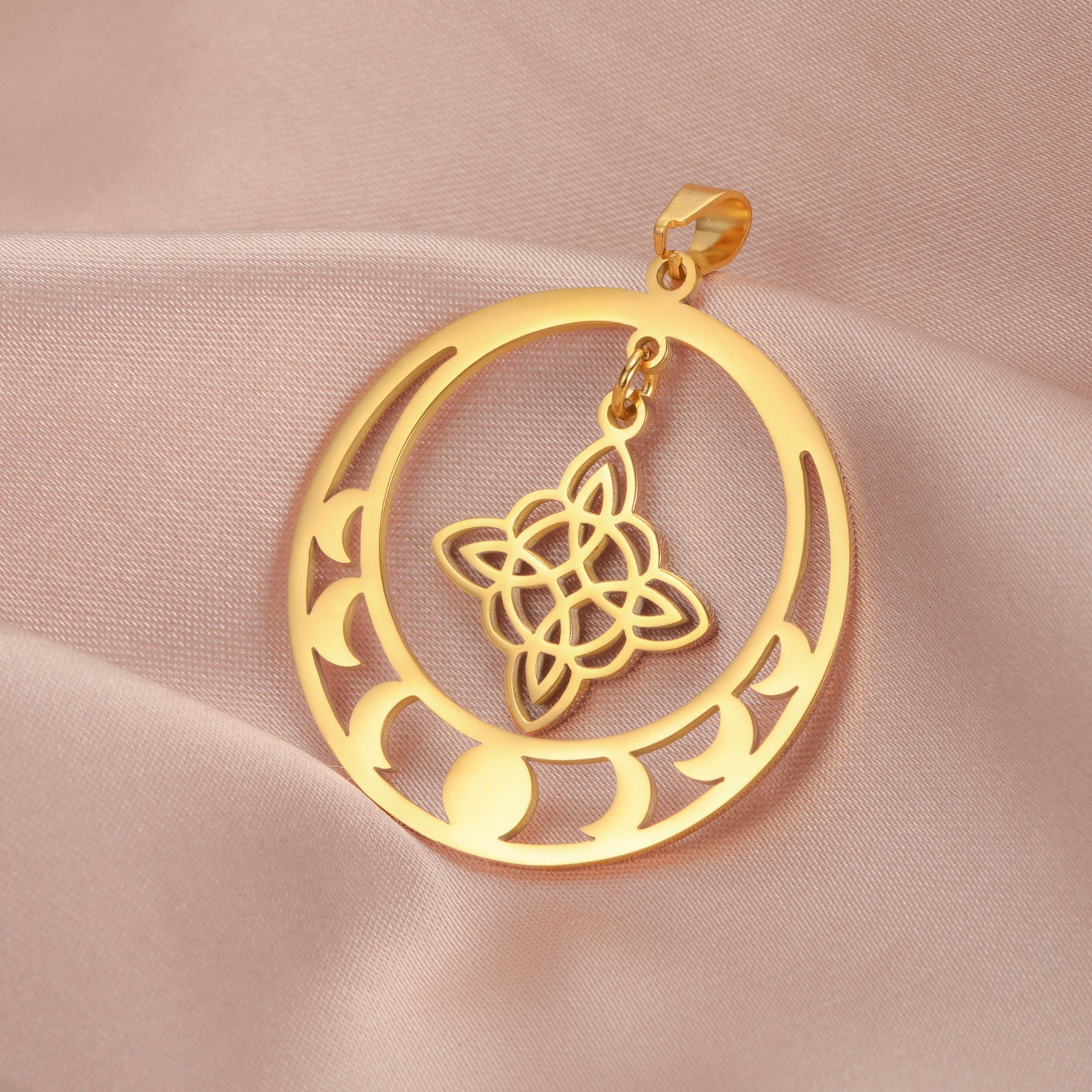 Vintage Hollow Knot Hollow Flower Pentagram Handmade Ornament Pendant