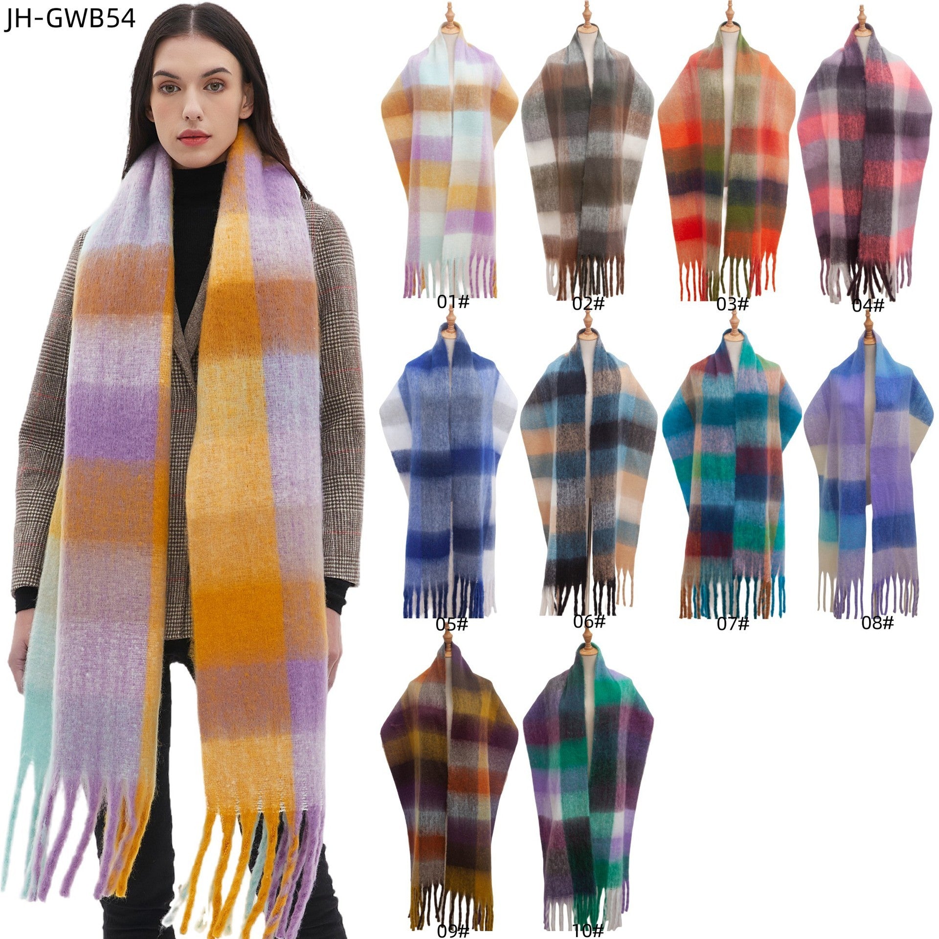 Boho Charm Tassel Plaid Scarf