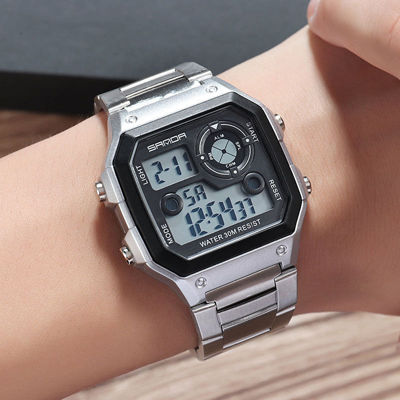 Steel Band Waterproof Multi-function LED Watch Sports