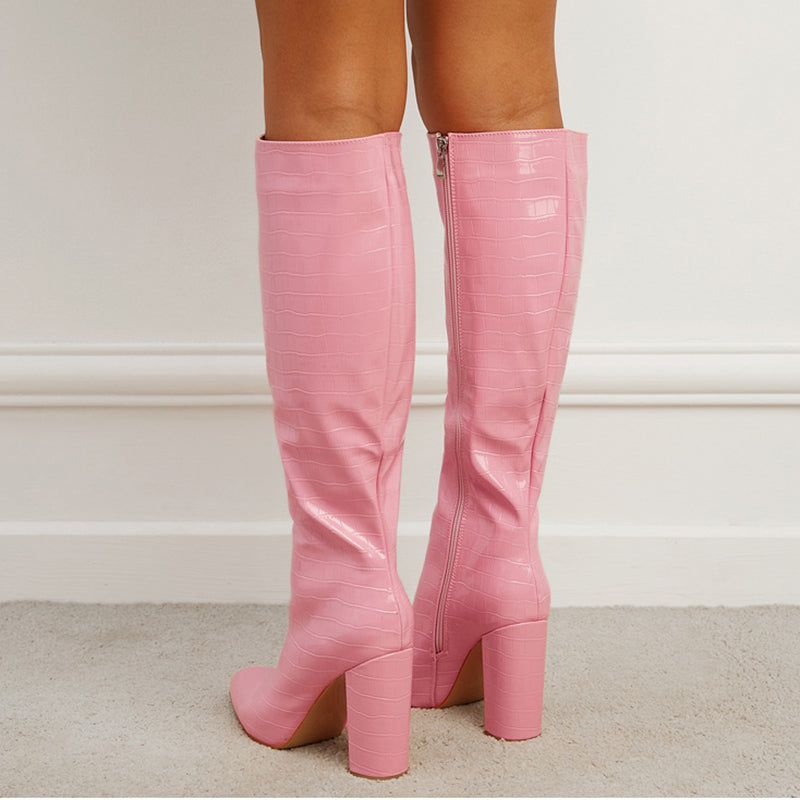 ChicSquare Winter Pointed Toe Mid-Calf Boots