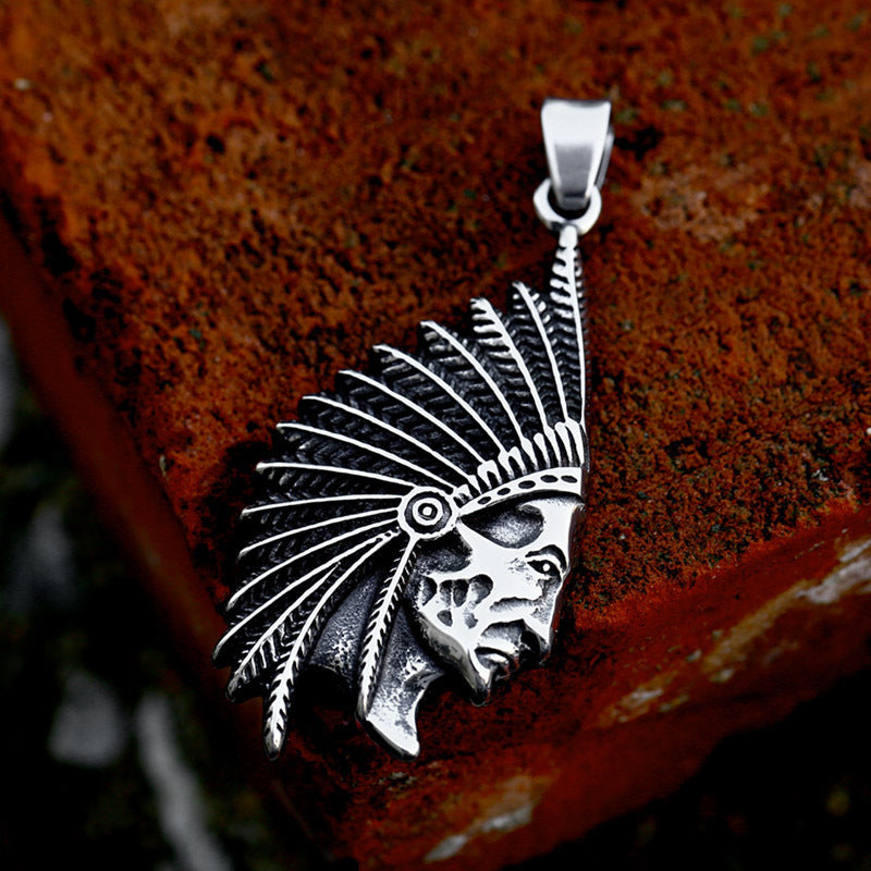 Cast Titanium Steel Indian Pendant Stainless Steel Vintage Punk Style