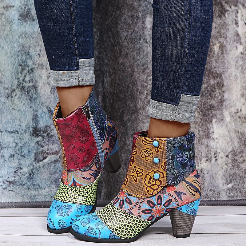 printed ankle boots