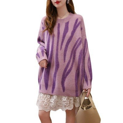 Lazy Style Sweater Print Pullover