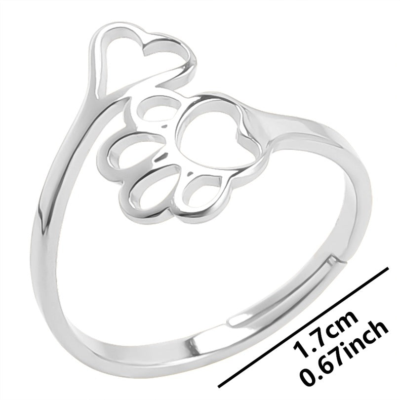 Footprints Love Heart | Steel Ring