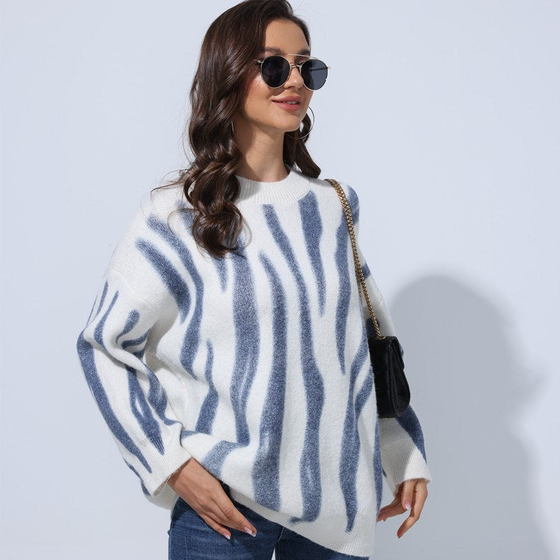 Lazy Style Sweater Print Pullover