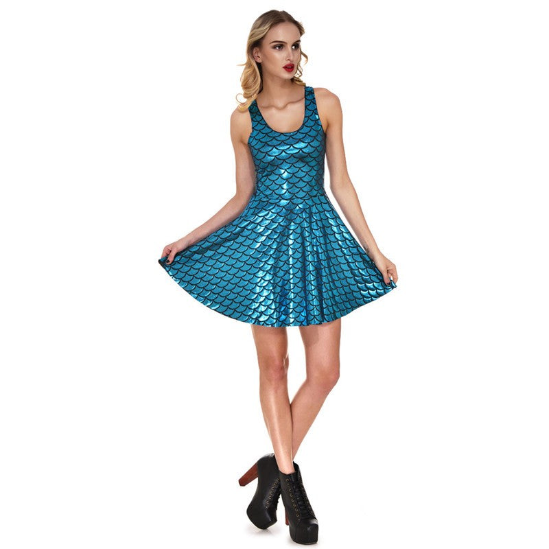 Shiny Mermaid Sleeveless Short Tank Dresses