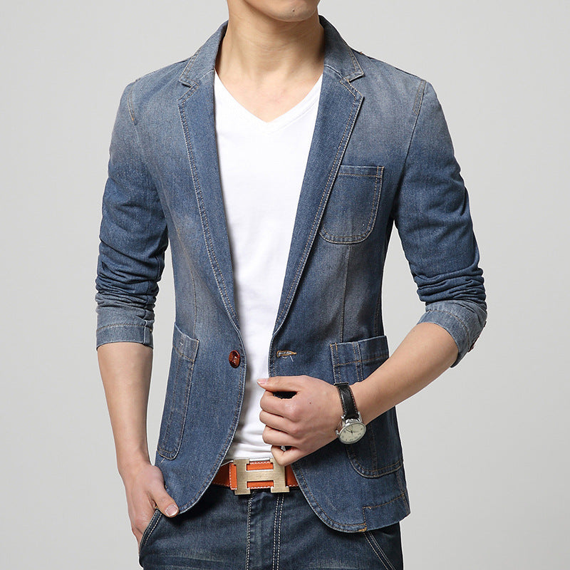 Spring And Autumn Single Breasted  Denim Suit