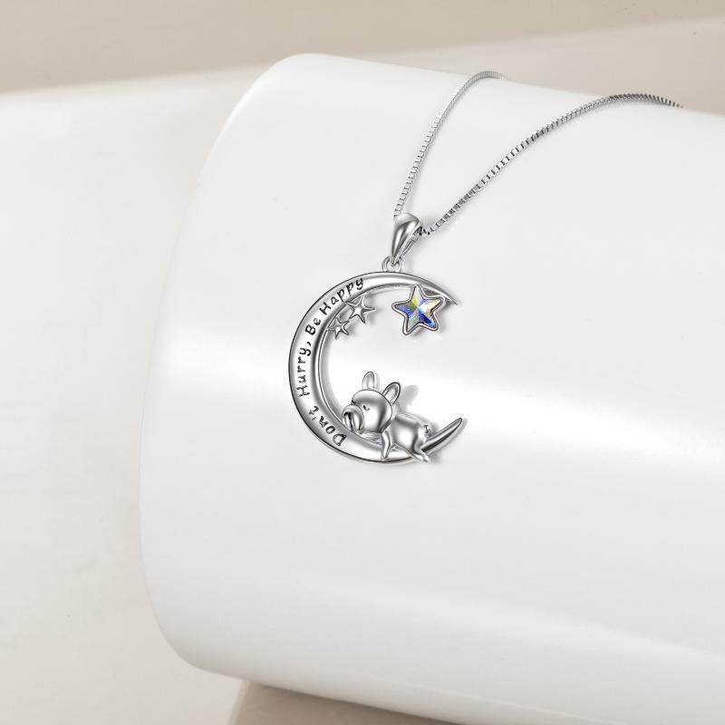 Sterling Silver French Bulldog Moon Pendant