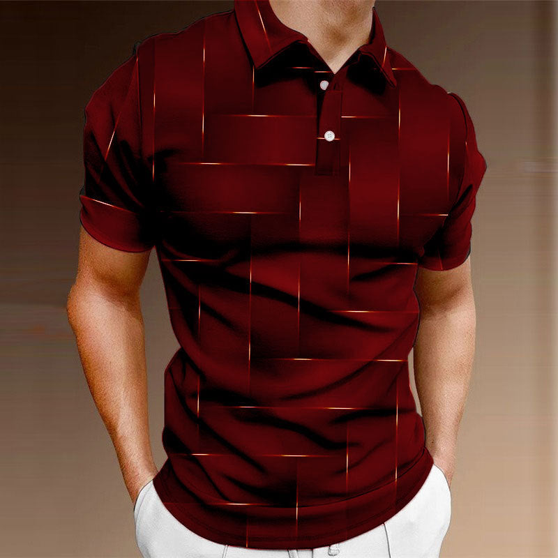 Essential Elegance - Digital Print Short-Sleeved Polo Shirt