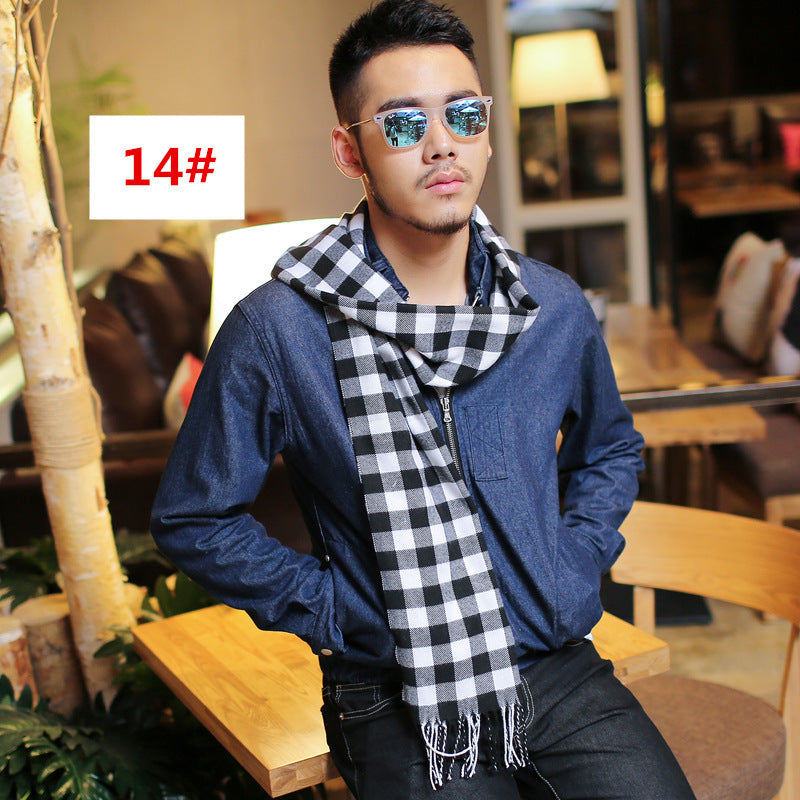 Men's Fashion Casual Warm Plaid Scarf