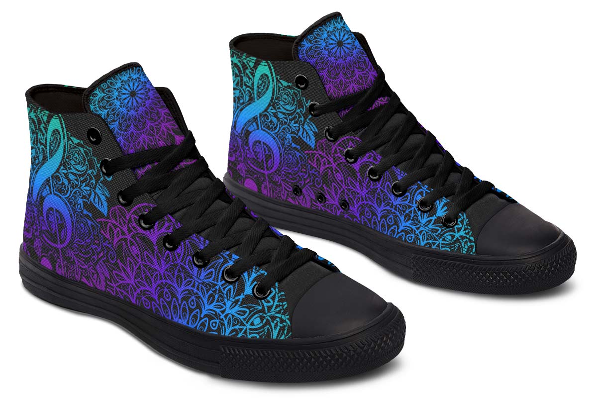 Printed Couple High-Top Canvas Shoes