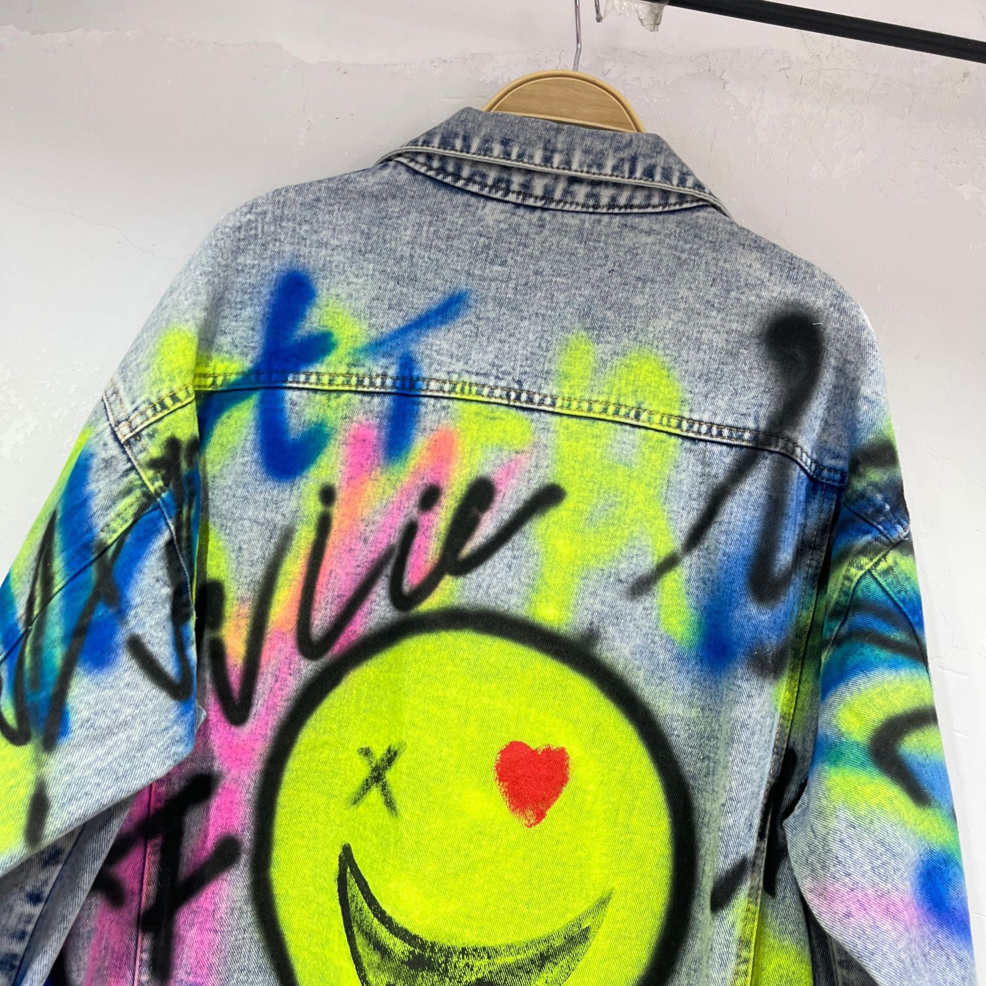 Hip Hop Style Graffiti Letter Denim Coat Jacket