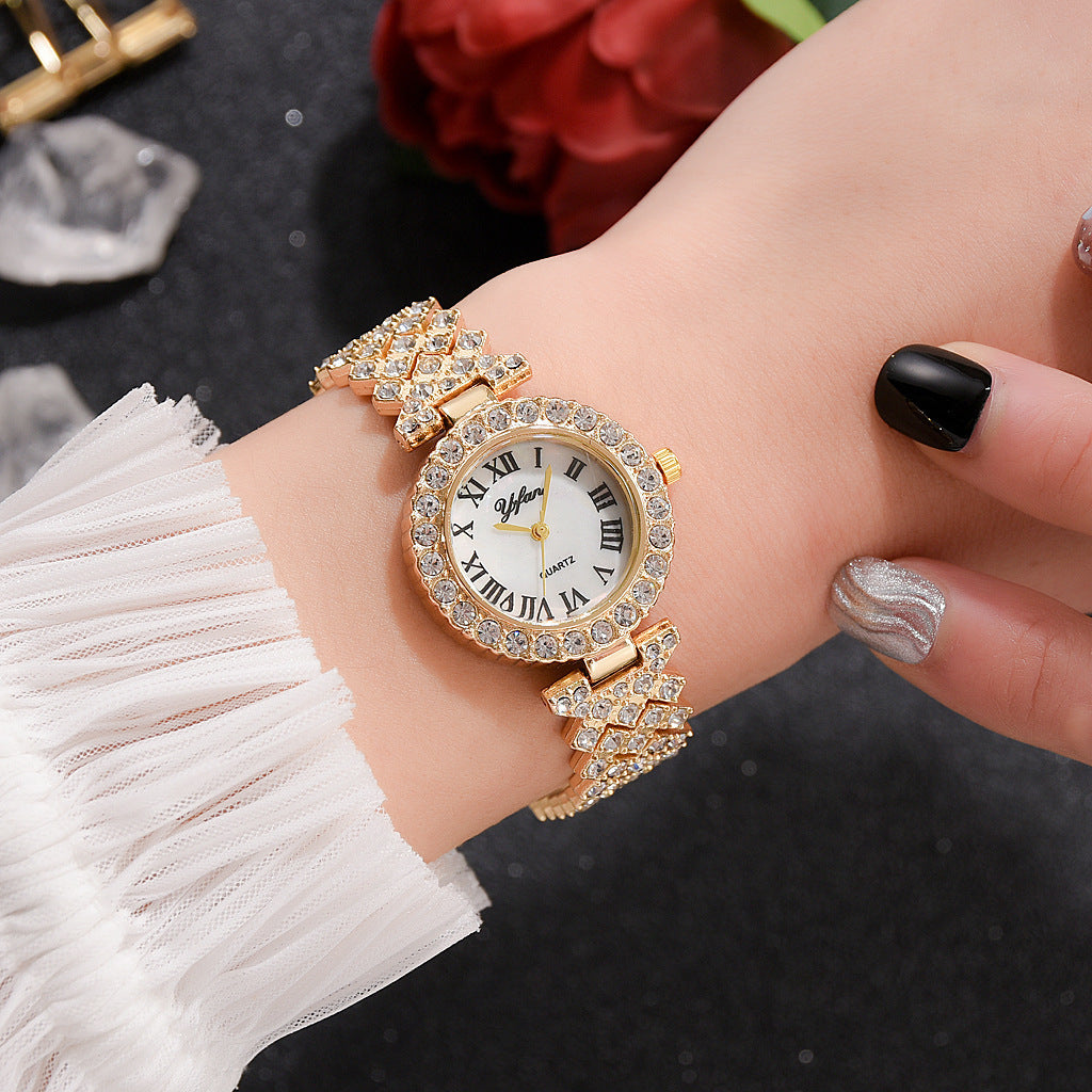 Luxury Diamond Watch with Roman Numerals