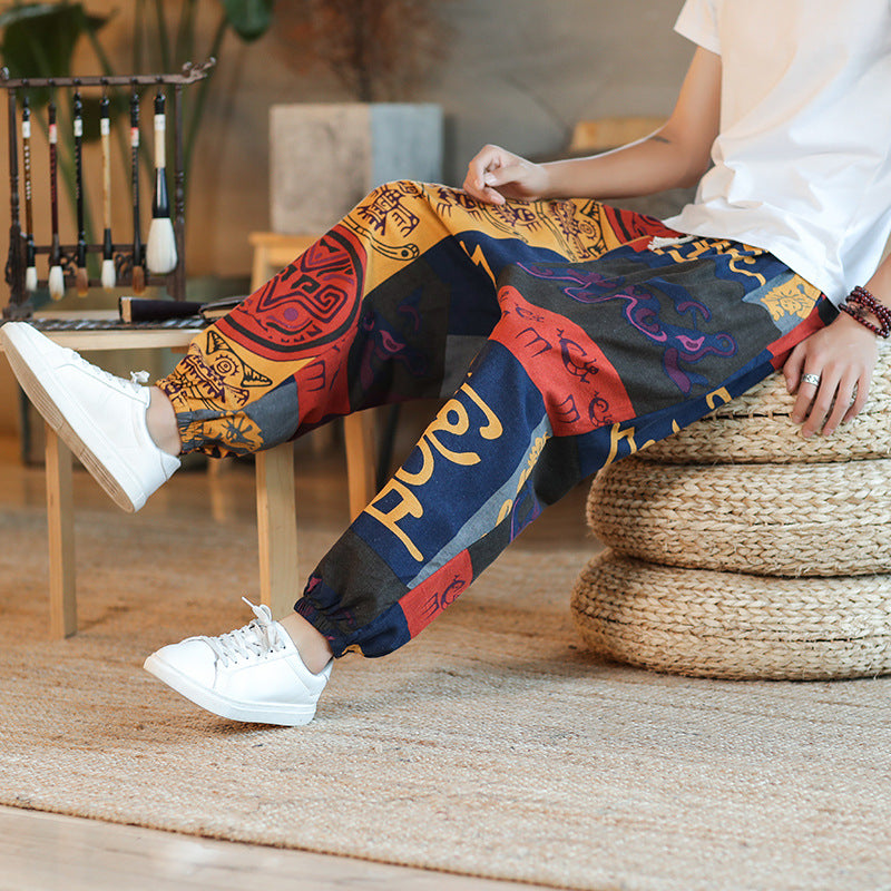 Thin Breathable Cotton And Linen Casual Cropped Harem Pants