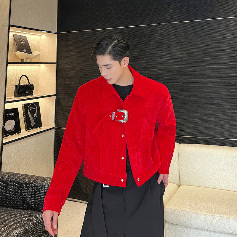 Retro Style Red Jacket Fashionable Men And Women