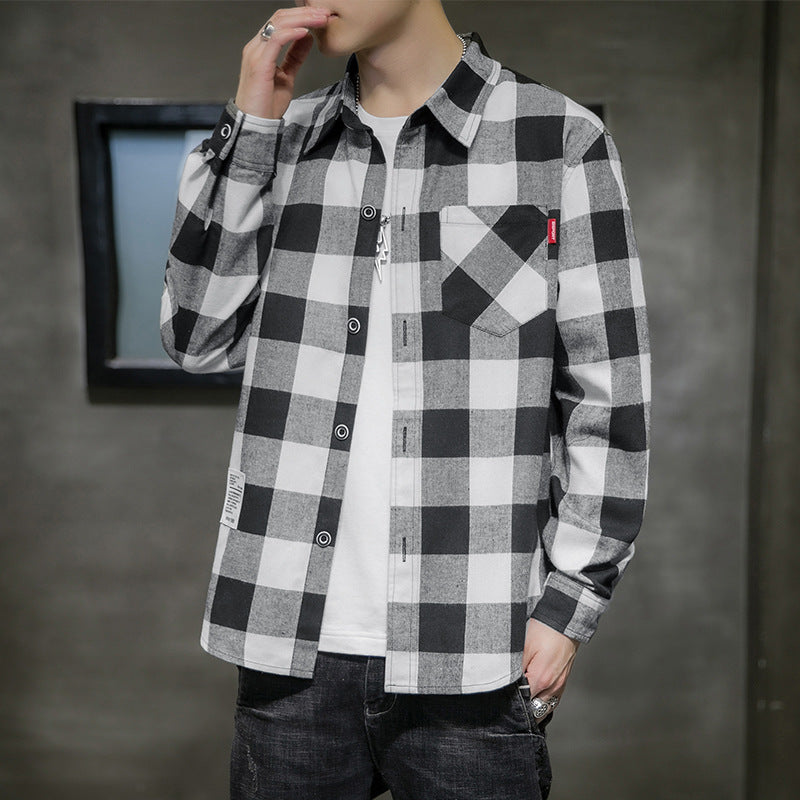 Plaid Shirt Men Long Sleeved